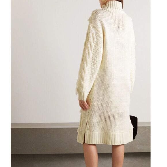 New Farm Rio Fringed Cable-knit Midi Dress - Off-white Medium - Picture 8 of 16
